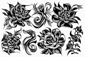 Long flowers and venom tattoo idea