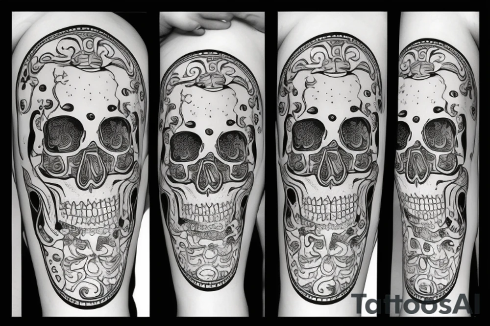 Bong with skull inside with the date 12/1/ 2017 under it tattoo idea