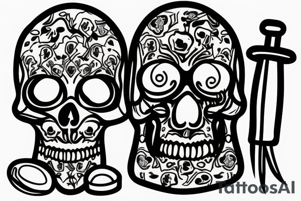 Bong with skull inside with the date 12/1/ 2017 under it tattoo idea