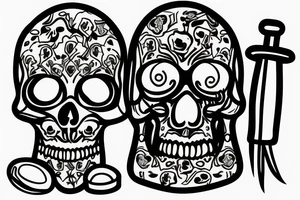 Bong with skull inside with the date 12/1/ 2017 under it tattoo idea