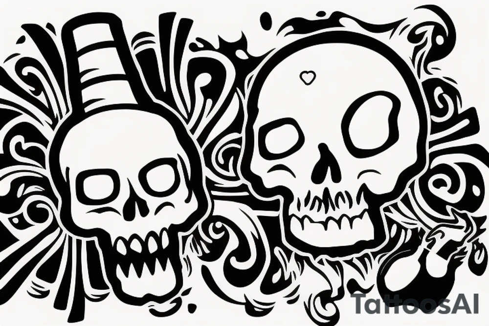 Bong with skull inside of bong with the date 12/1/ 2017 under it tattoo idea