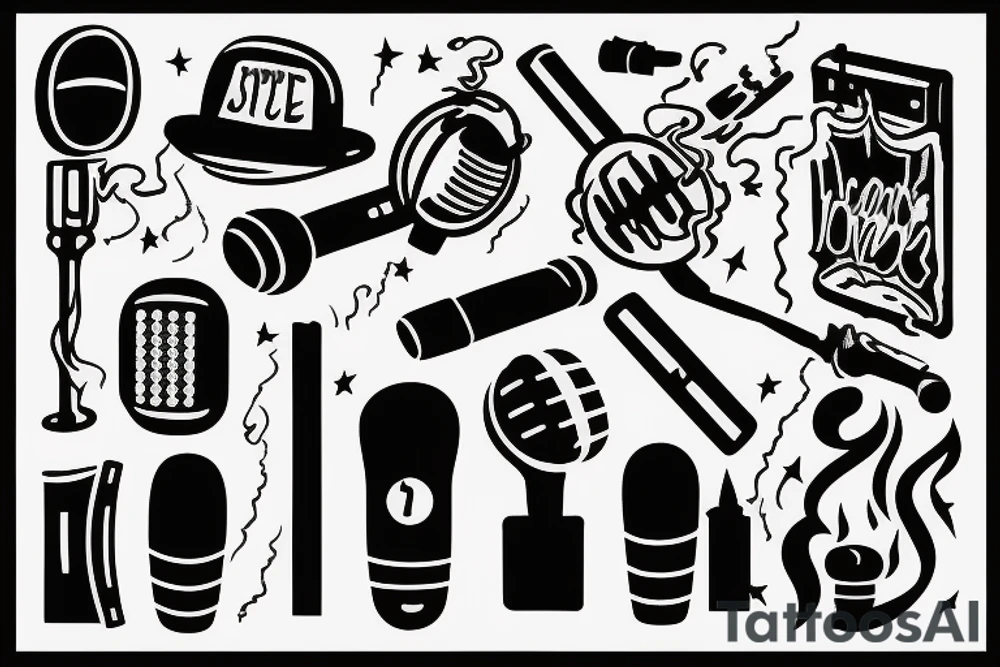 a silhouette of a man onstage holding a microphone in his hand
Smoke around him tattoo idea