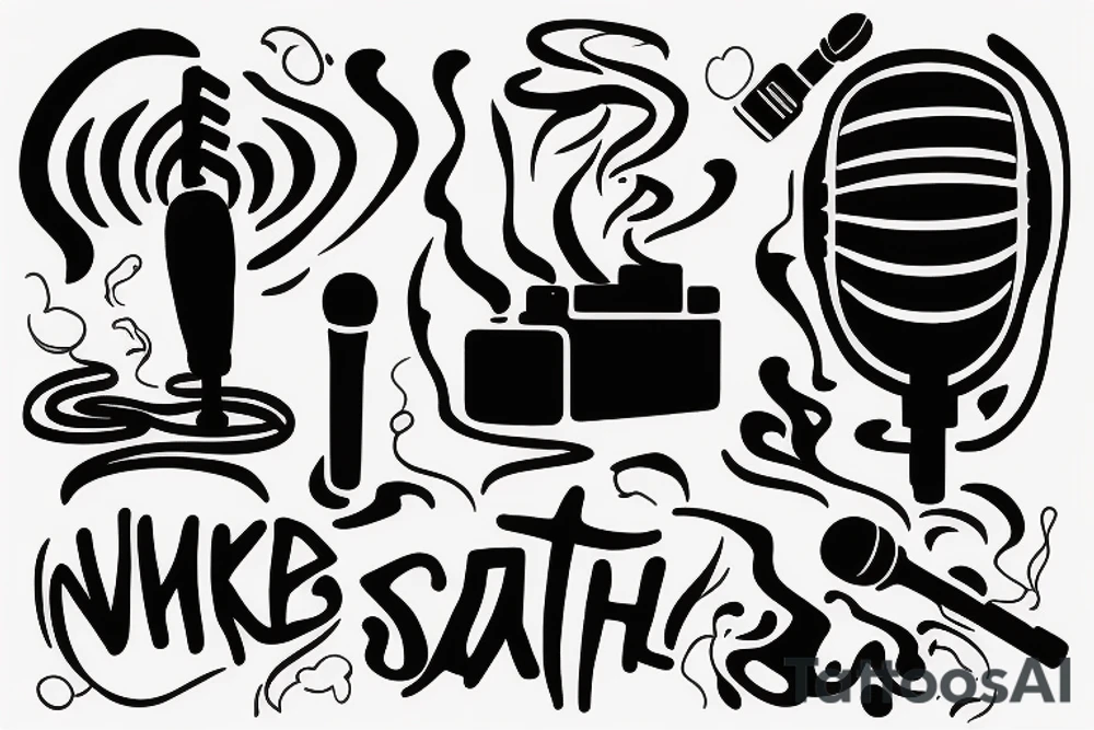 a silhouette of a man onstage holding a microphone in his hand
Smoke around him tattoo idea