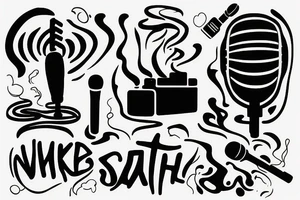 a silhouette of a man onstage holding a microphone in his hand
Smoke around him tattoo idea