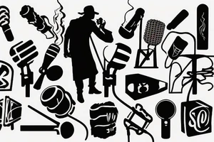 a silhouette of a man onstage holding a microphone in his hand
Smoke around him tattoo idea