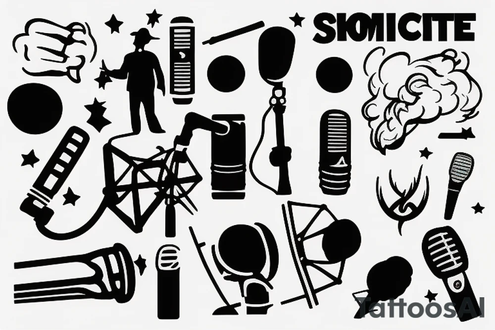 a silhouette of a man onstage holding a microphone in his hand
Smoke around him tattoo idea