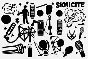 a silhouette of a man onstage holding a microphone in his hand
Smoke around him tattoo idea