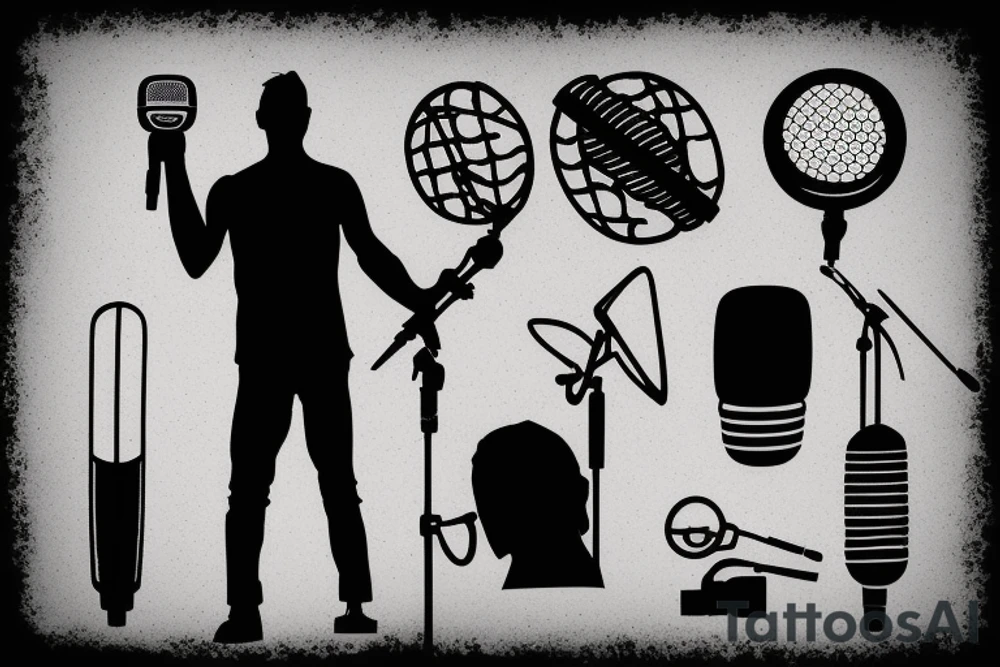 a silhouette of a man onstage holding a microphone in his hand
Smoke around him tattoo idea