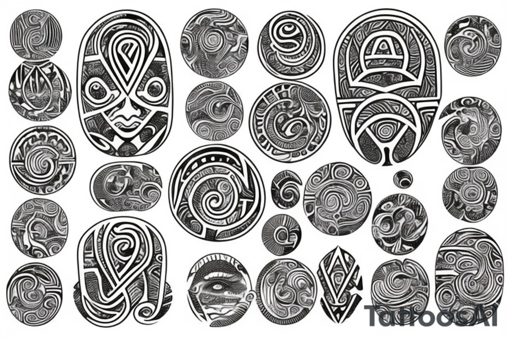 Maori big circle with spanish akcents tattoo idea