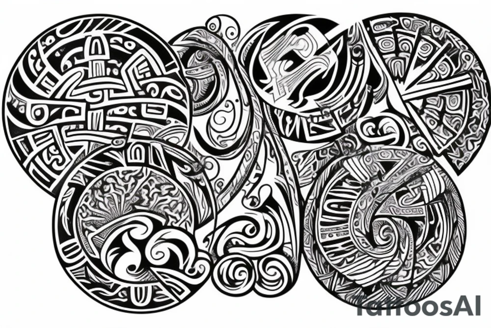 Maori big circle with spanish akcents tattoo idea