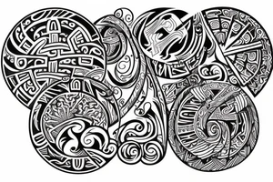 Maori big circle with spanish akcents tattoo idea