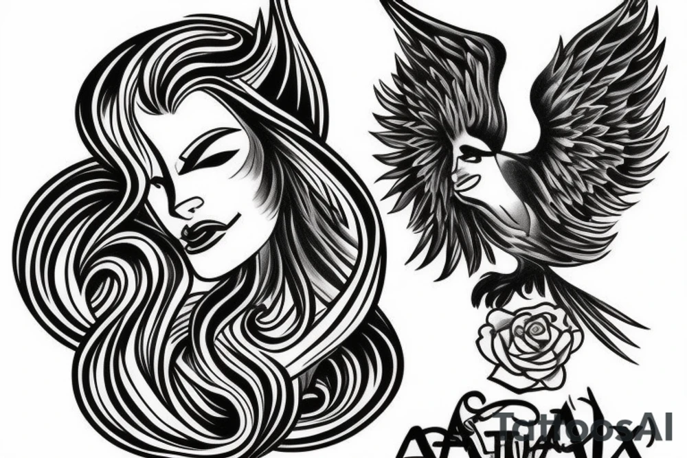 Atlas com phoenix e rosa tattoo idea