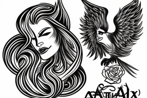 Atlas com phoenix e rosa tattoo idea