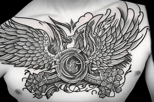 Atlas com phoenix e rosa tattoo idea