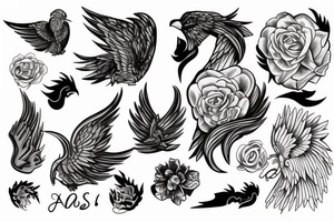 Atlas com phoenix e rosa tattoo idea