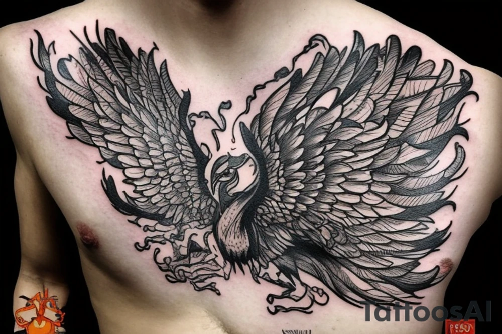 Atlas com phoenix e rosa tattoo idea