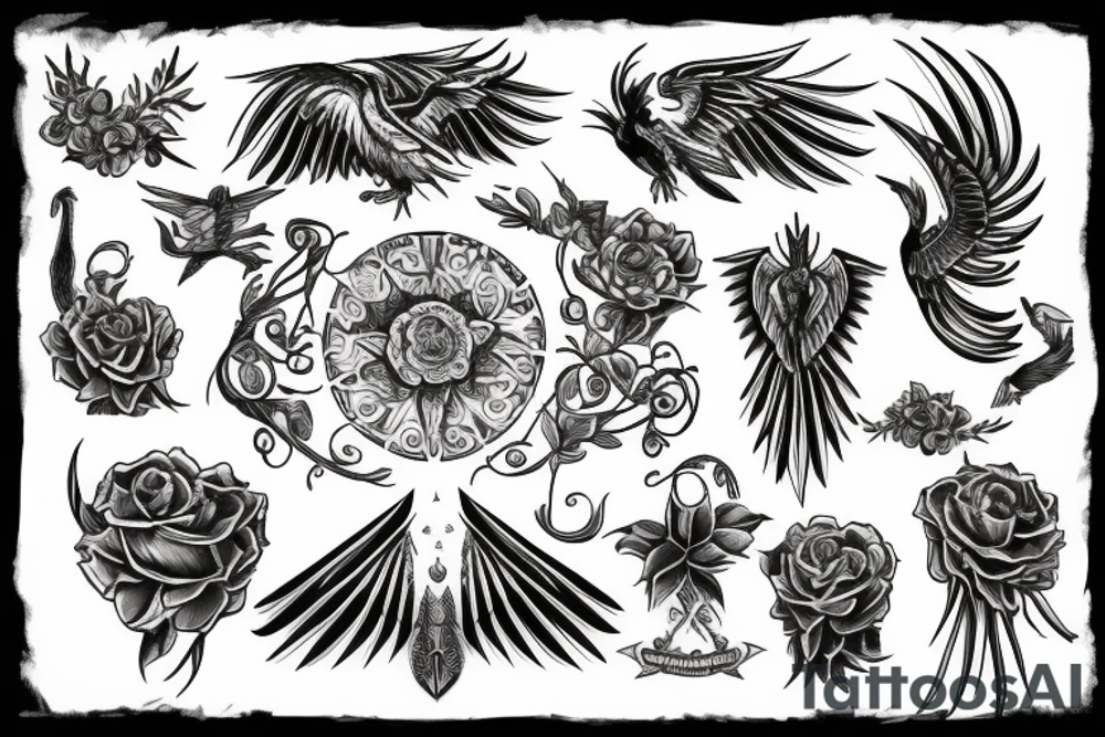 Atlas com phoenix e rosa tattoo idea