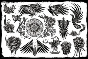 Atlas com phoenix e rosa tattoo idea