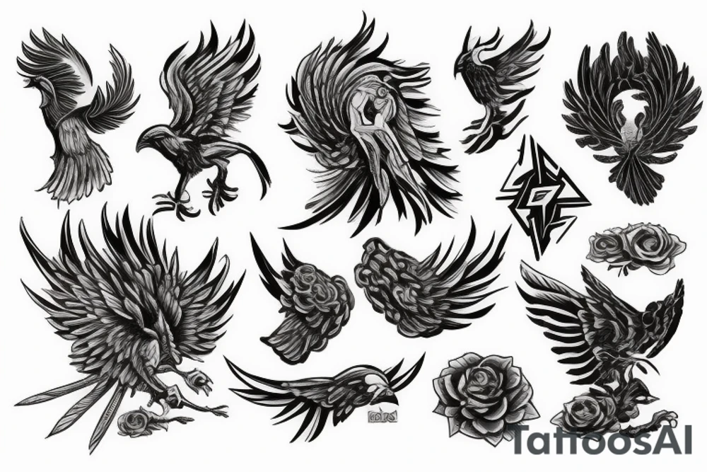 Atlas com phoenix e rosa tattoo idea