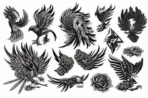 Atlas com phoenix e rosa tattoo idea