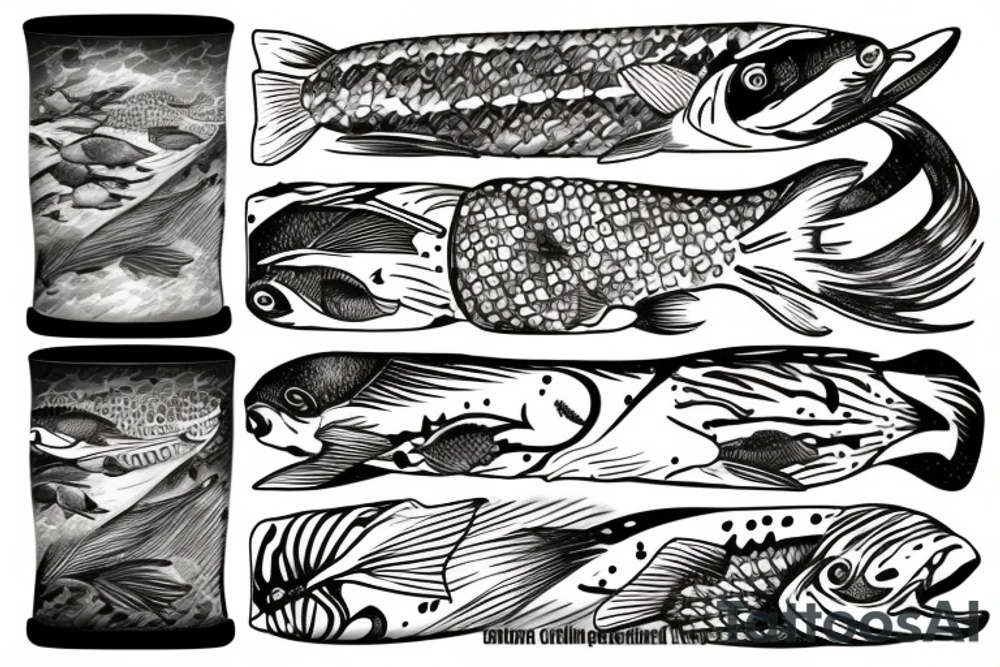 Fish swimming upriver tattoo idea