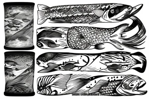 Fish swimming upriver tattoo idea