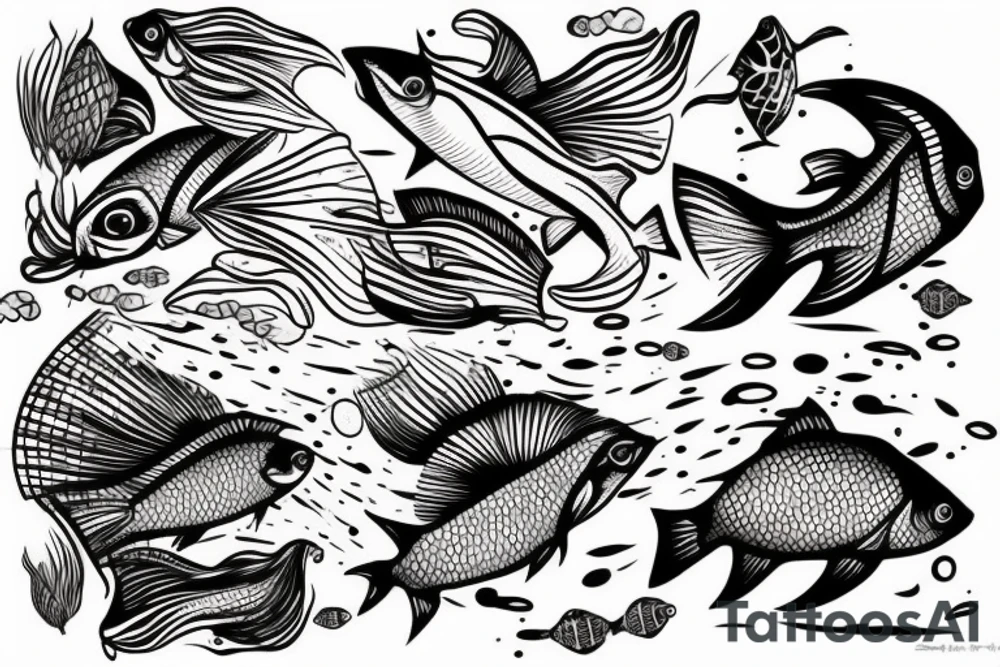 Fish swimming upriver tattoo idea