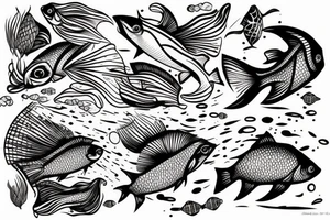 Fish swimming upriver tattoo idea