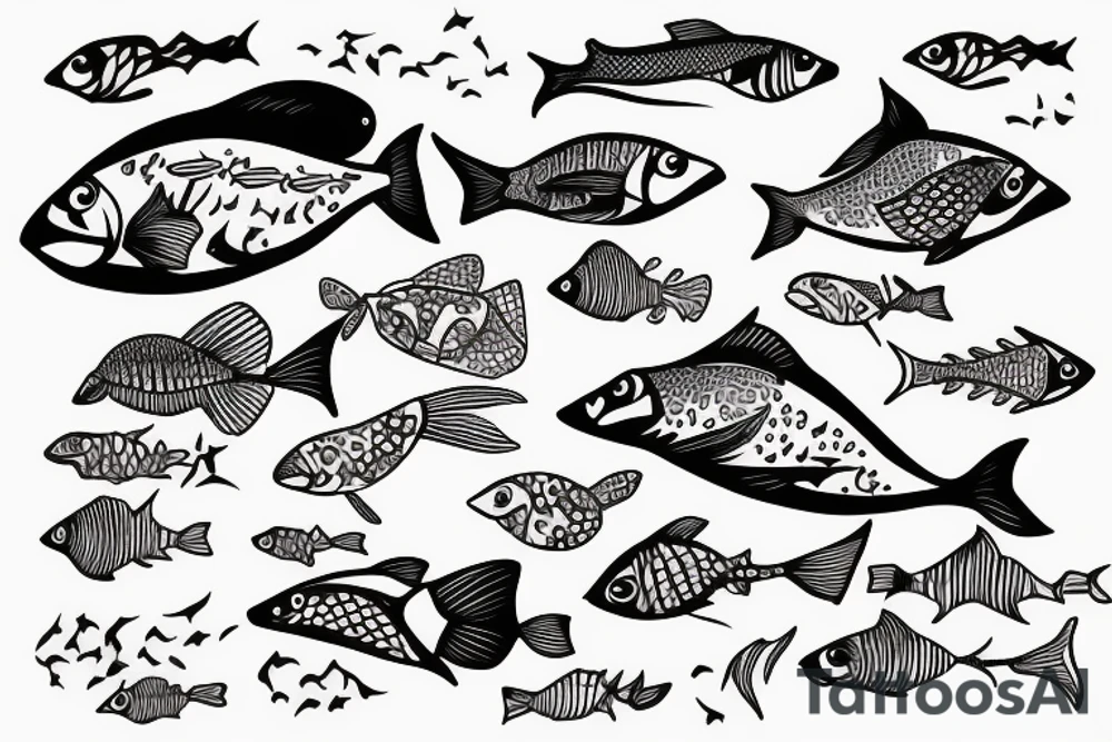 Fish swimming upriver tattoo idea