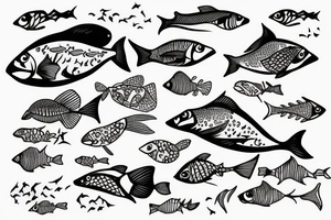Fish swimming upriver tattoo idea