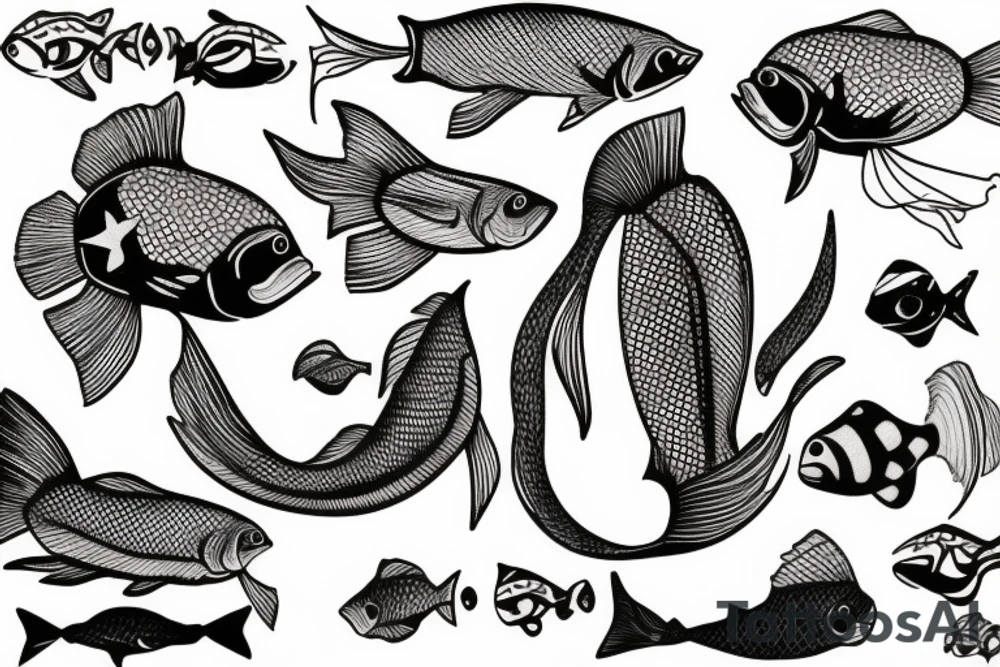 Fish swimming upriver tattoo idea