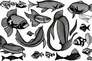 Fish swimming upriver tattoo idea