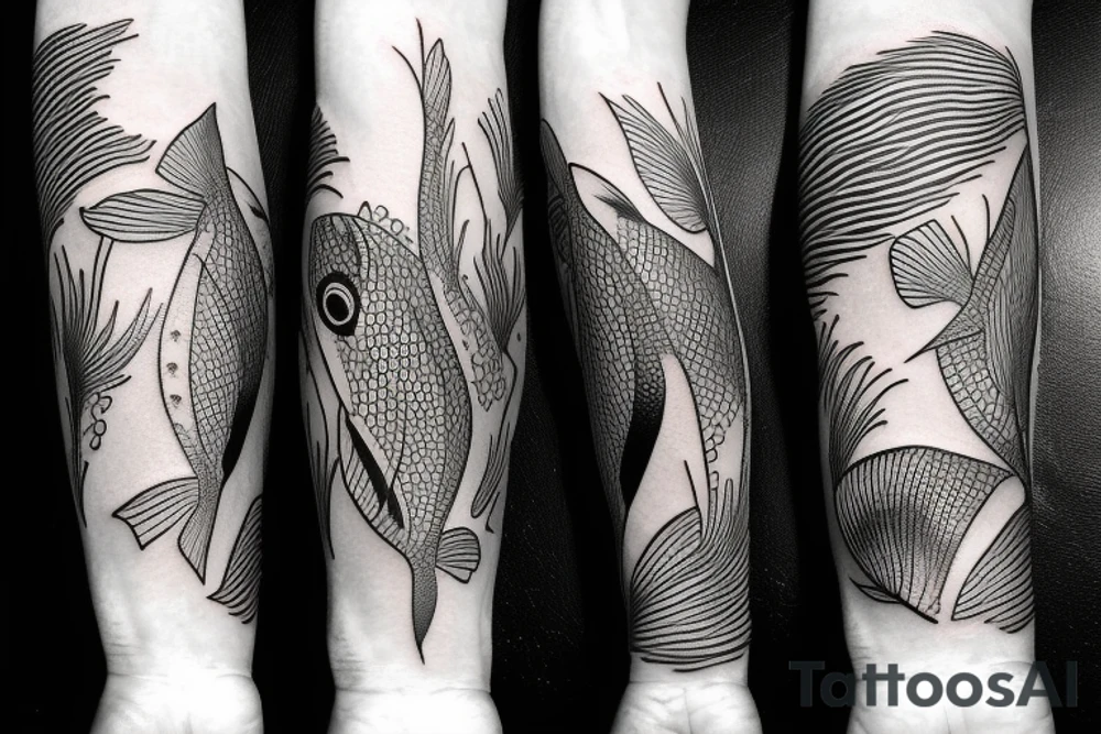 Fish swimming upriver tattoo idea