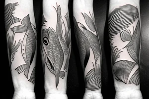 Fish swimming upriver tattoo idea