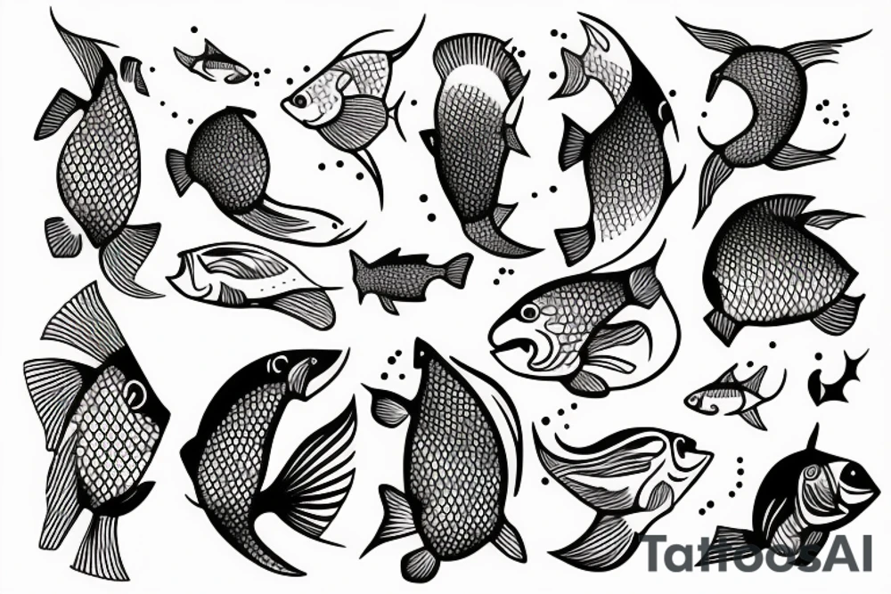 Fish swimming upriver tattoo idea