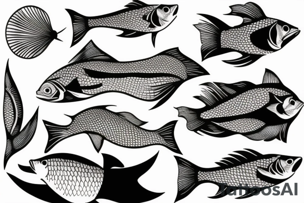 Fish swimming upriver tattoo idea