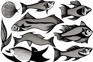 Fish swimming upriver tattoo idea