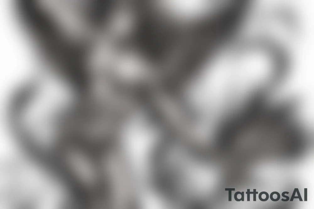 muscular angel with wings, lightning striking a black rose, courageous tattoo idea