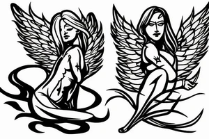 muscular angel with lightning strike and sharp tattoo idea