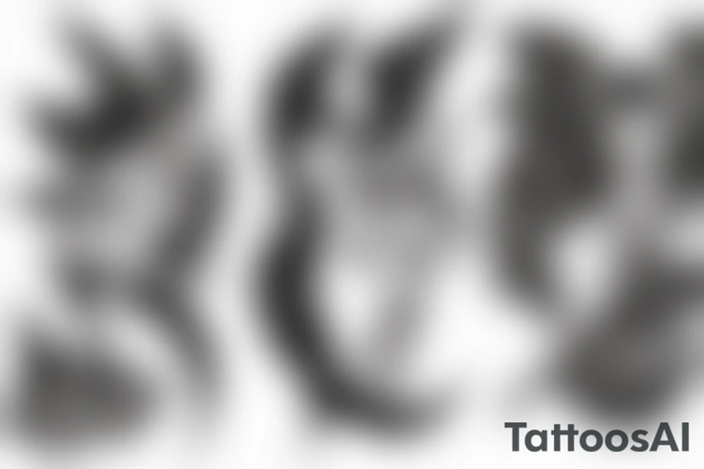 muscular angel with lightning strike and sharp tattoo idea