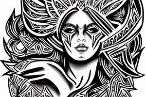muscular angel, tribal lightning tunisian tattoo idea