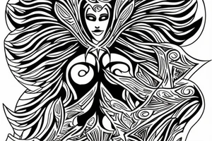 muscular angel, tribal lightning tunisian tattoo idea