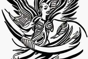 muscular angel, tribal lightning tunisian tattoo idea