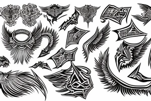 muscular angel, tribal lightning, tunisia tattoo idea