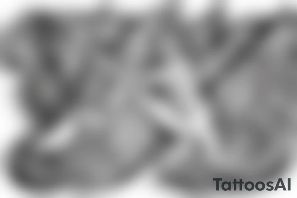 muscular angel, tribal, clouds and lightning, tunisia tattoo idea