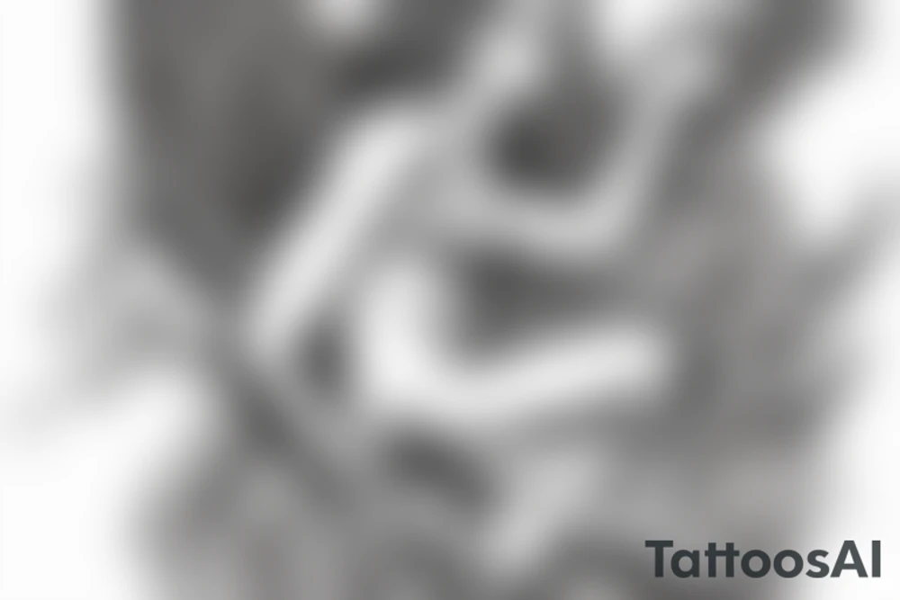 muscular angel, tribal, clouds and lightning, tunisia tattoo idea