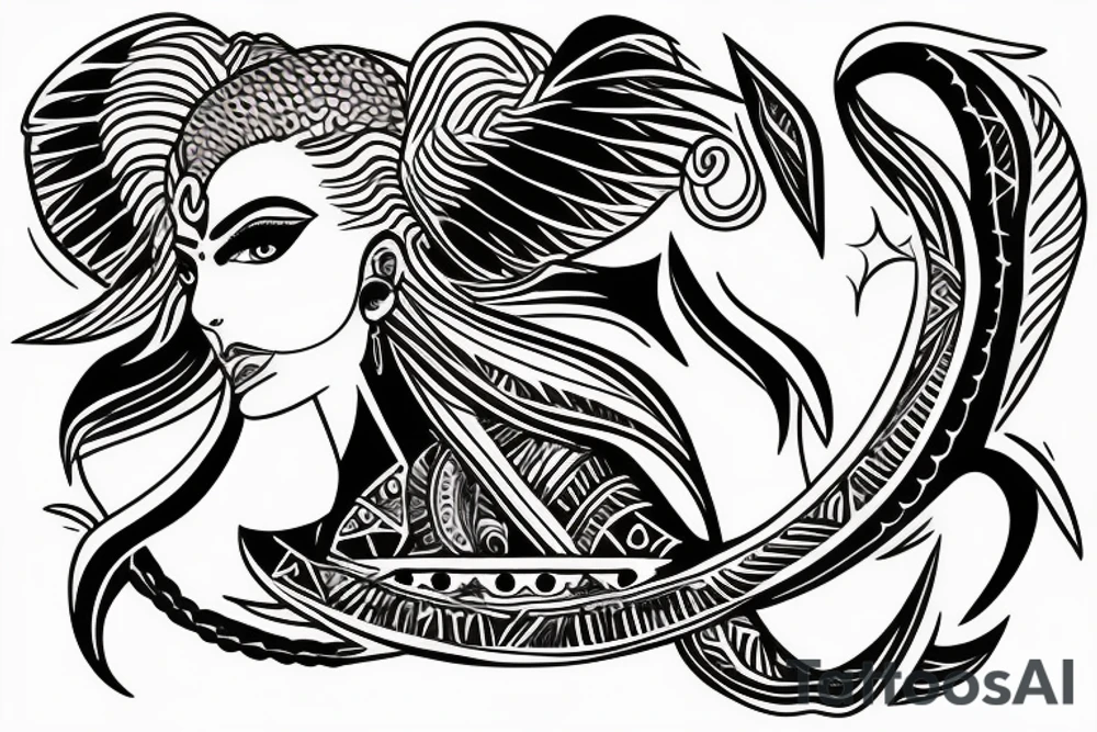 angel, tribal, clouds and lightning, tunisia, egyptian tattoo idea