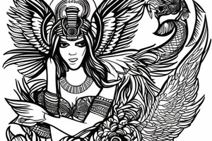 angel, tribal, clouds and lightning, tunisia, egyptian tattoo idea