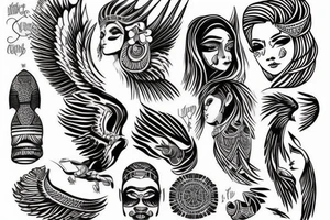 angel, tribal, clouds and lightning, tunisia, egyptian tattoo idea