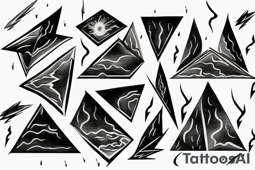 clouds and lightning, sharp, fire, triangle tattoo idea